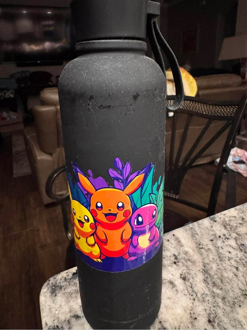 Pikachu Pokemon Mainstays Black Water Bottle